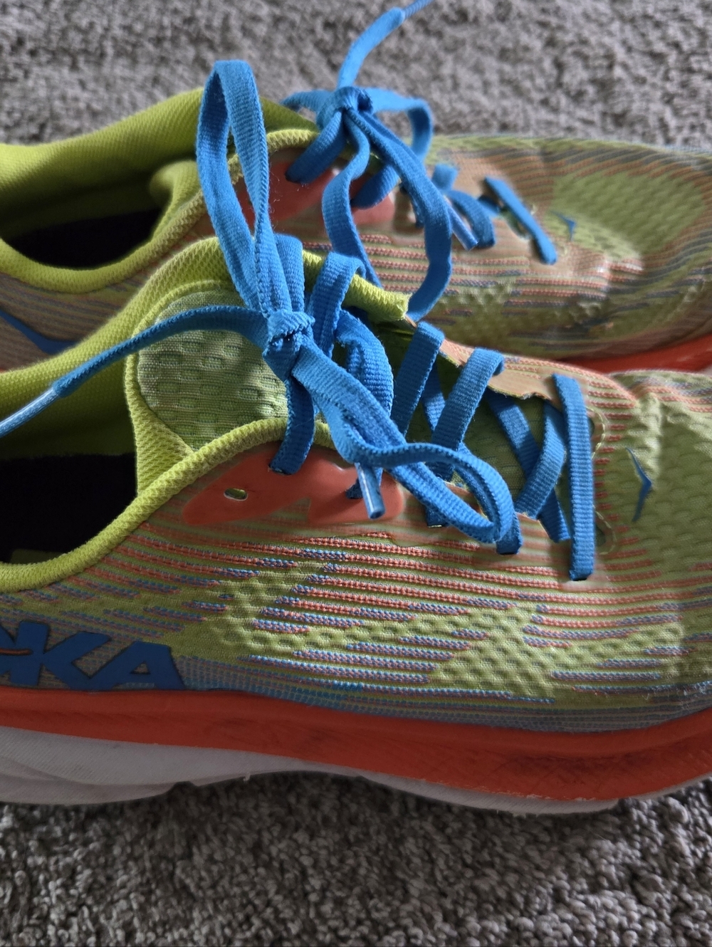 Hoka Kids Lime Green, Bright Blue & Orange Running Sneakers - Picture 4 of 6